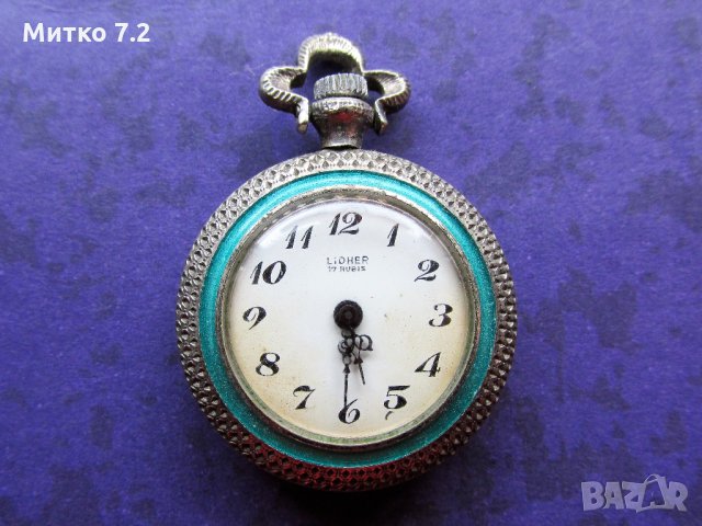 стар сребърен часовник с емайл