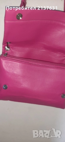 РОЗОВА ЧАНТА с 3 прегради , снимка 2 - Чанти - 51888143