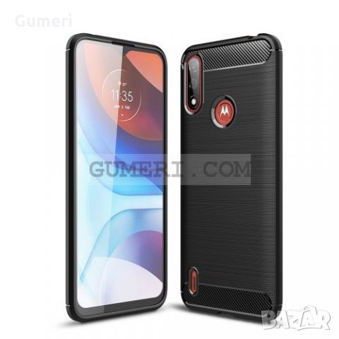 Motorola Moto E7 Power - Противоударен Силиконов Гръб - Карбон , снимка 2 - Калъфи, кейсове - 32978352