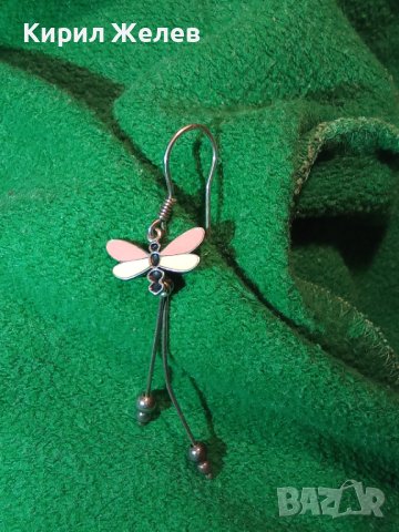 НЕЖНА СРЕБЪРНА ПЕПЕРУДКА АРТ ОБЕЦА СРЕБРО 925 с ЦВЕТЕН ЕМАЙЛ 34611, снимка 2 - Обеци - 39666567