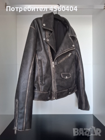 Мъжко кожено яке Biker от еко кожа модел на ZARA - ново, снимка 7 - Якета - 51810654