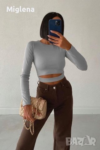 Дамска къса блуза , снимка 2 - Блузи с дълъг ръкав и пуловери - 38577716