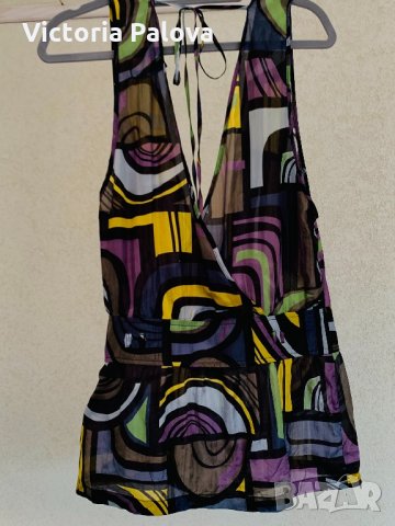 Красива ефирна блуза-потник,коприна, снимка 6 - Корсети, бюстиета, топове - 33200940