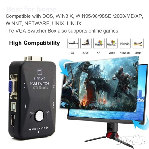 2-портов KVM превключвател , снимка 3 - Други - 52240658