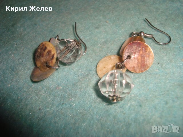 ВИНТИДЖ ХЕНД МЕЙД ОБЕЦИ с КРИСТАЛ и КРАЛСКИ СЕДЕФ 25539, снимка 4 - Обеци - 35574382