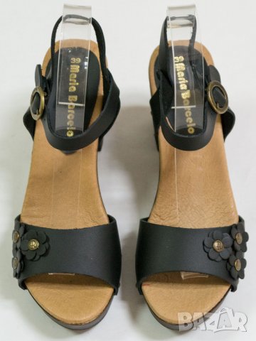 Дамски кожени сандали в черно марка Maria Barcelo , снимка 2 - Сандали - 38471103