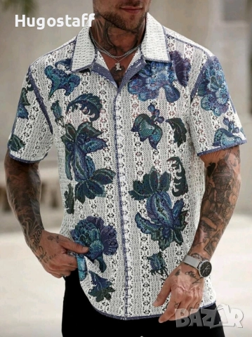 Нови ризи къс ръкав плетени синьо и зелено Л,Хл., снимка 5 - Ризи - 51767506