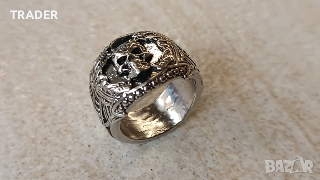 Готически пръстен с череп амулет гривна висулка, снимка 3 - Пръстени - 30904383