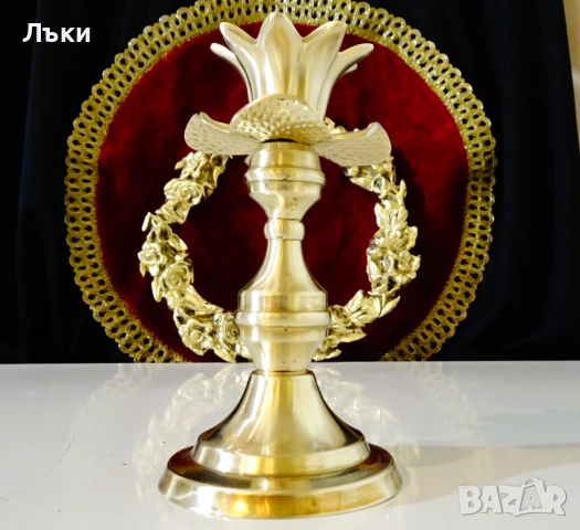 Викториански бронзов свещник,цвете. , снимка 2 - Антикварни и старинни предмети - 52515052