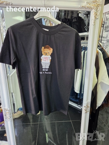 Памучна тениска с мече, снимка 2 - Тениски - 53535807