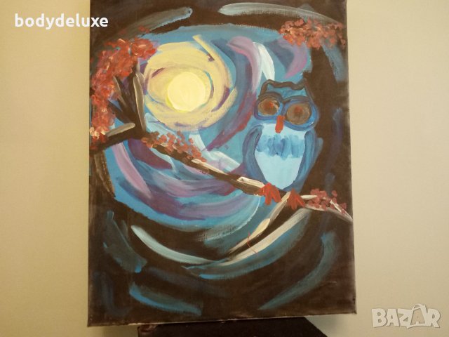 полунощ в гората картина, снимка 2 - Картини - 28248424