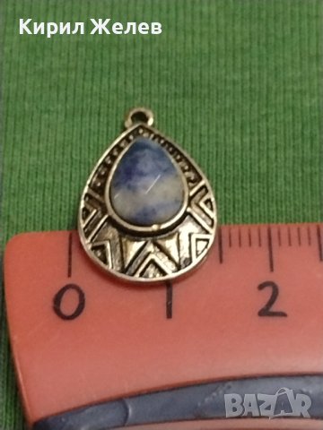 Разкошна висулка златиста метална с син Аметист перфектно състояние стилна 37412, снимка 9 - Други - 40413394