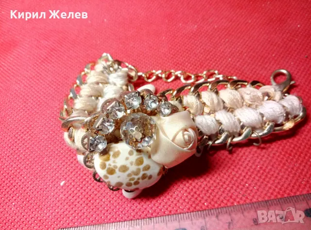 КРАСИВА ЗЛАТИСТА ГРЪНЧ АРТ СТИЛ ГРИВНА ХЕНД - МЕЙД УКРАШЕНИЕ 47411, снимка 3 - Гривни - 47296924