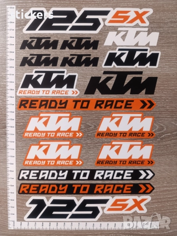 КТМ стикери - 17бр. KTM 125 SX - лист А4