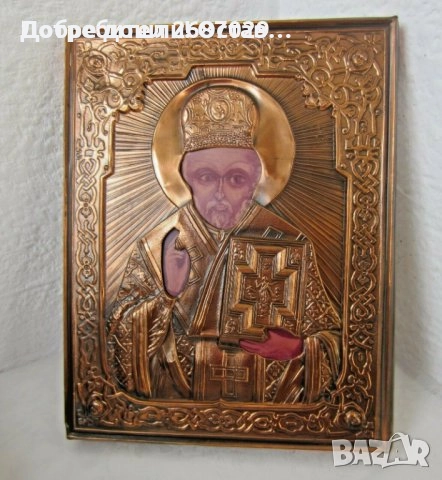  икона, св Кристофър, Св.Богородица, Св. Мина, Свети Георги - интарзия, Свети Никола с обков, икони, снимка 13 - Антикварни и старинни предмети - 28873020