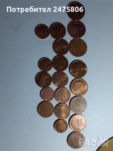 Колекционерски монети Лот от 20 броя - 1-2-5 евро цента- Различни години - различни държави