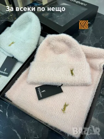 Yves Saint Laurent Комплект Мека Зимна Шапка + Мек Зимен Шал - Налични различни цветове Код D1595, снимка 3 - Шапки - 48610366