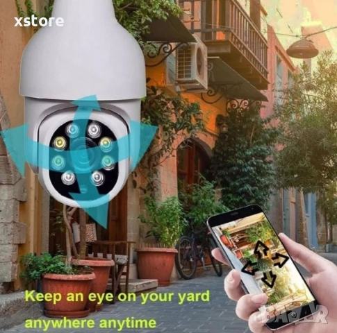 Куполна Wi-Fi камера под формата на крушка с широкообхватен ъгъл на видимост, снимка 3 - Друга електроника - 52808280