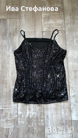 Черен нов ХЛ XL еластичен парти коктелен коктейлен официален топ пайети, снимка 8 - Корсети, бюстиета, топове - 43341711