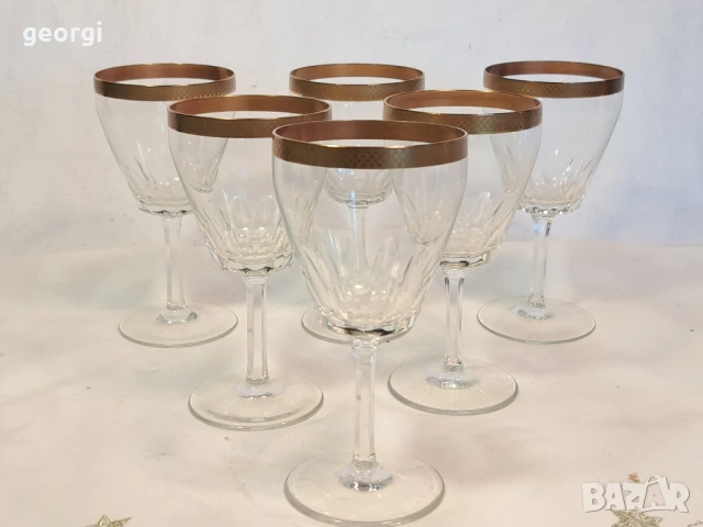 кристални чаши за вино със златен кант     26/1