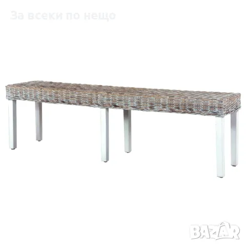 Пейка, 160 см, бяла, естествен кубу ратан и мангово дърво масив Код P257, снимка 6 - Градински мебели, декорация  - 49768113