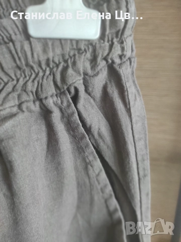 Тъмнокафяв ленен панталон , снимка 2 - Панталони - 51464785