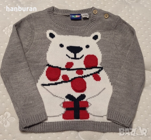 Коледен бебешки пуловер със светлини , снимка 2 - Бебешки блузки - 52547546
