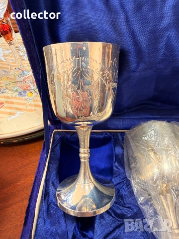 Комплект от шест посребрени чаши / бокал. №7852, снимка 4 - Антикварни и старинни предмети - 53444272