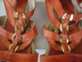 Оранжеви кожени дамски сандали със "златни" елементи, летни обувки, чехли, естествена кожа, снимка 10