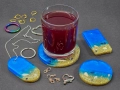 Морски комплект от епоксидна смола (поставка и медальони), снимка 6