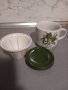 Чаша за чай с капак и цедка от баварски порцелан , снимка 2