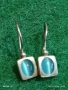 Винтидж сребърни обеци с инкростация на камък КОТЕШКО ОКО ювелирна изработка 40082, снимка 1