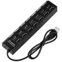 USB HUB 7-портов, с индивидуални ключета и светодиоди, снимка 1