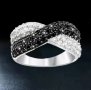 Красив сребърен пръстен с камъни черни, снимка 3