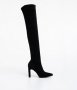 № 40 и 41 дамски високи ботуши чизми от имитация на велур и с висок ток в черен цвят, снимка 3