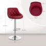 Бар стол WOLTU, въртящ се с регулируема височина, тъмночервен 2 броя комплект, снимка 2