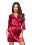 Сатенен дамски халат в цвят бордо Colette Donna, снимка 1