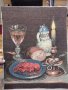 "Натюрморт с рак" вилеров гоблен 45х35 , снимка 1 - Антикварни и старинни предмети - 40337603