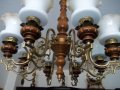Полилей абажур CHANDELIER орех и бронз дърво метал ! Старинен античен антикварен !, снимка 2