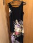 Черна дълга рокля с цветя, снимка 1 - Рокли - 28618203