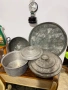 Старинки, медни/бакърени тенджери, синия, синджир и букай, снимка 2