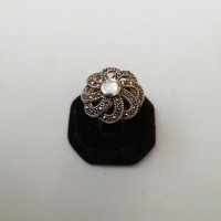 Сребърен пръстен със седеф и маркезити, сребро проба 925. , снимка 4 - Пръстени - 38342106