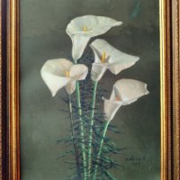 Картина, цветя, худ. Димитър Онбешев (1906-1973), снимка 1 - Картини - 43300041