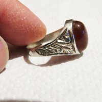 стар мъжки сребърен пръстен, турски пръстен с  карнеол - Събуди страстта и привличай любо, снимка 3 - Пръстени - 35483023