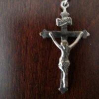 Продавам, Старинен сребърен кръст  с Исус - разпятие Христово с 2 сребърни синджира, снимка 2 - Колиета, медальони, синджири - 33013340