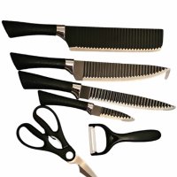 Комплект ножове + ножица и белачка , снимка 4 - Прибори за хранене, готвене и сервиране - 42994980