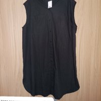 Нова, черна, памучна, макси, черна, асиметрична риза-рокля, снимка 4 - Рокли - 40538522