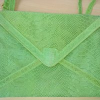 Зелена чанта клъч естествена кожа , снимка 6 - Чанти - 38888489
