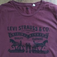 Levi's Burgundy Crew Neck Logo T-Shirt - страхотна мъжка тениска, снимка 3 - Тениски - 33634651