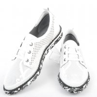 Бели дамски обувки от естествена кожа с перфорация 35 до 42!, снимка 2 - Дамски ежедневни обувки - 40182400